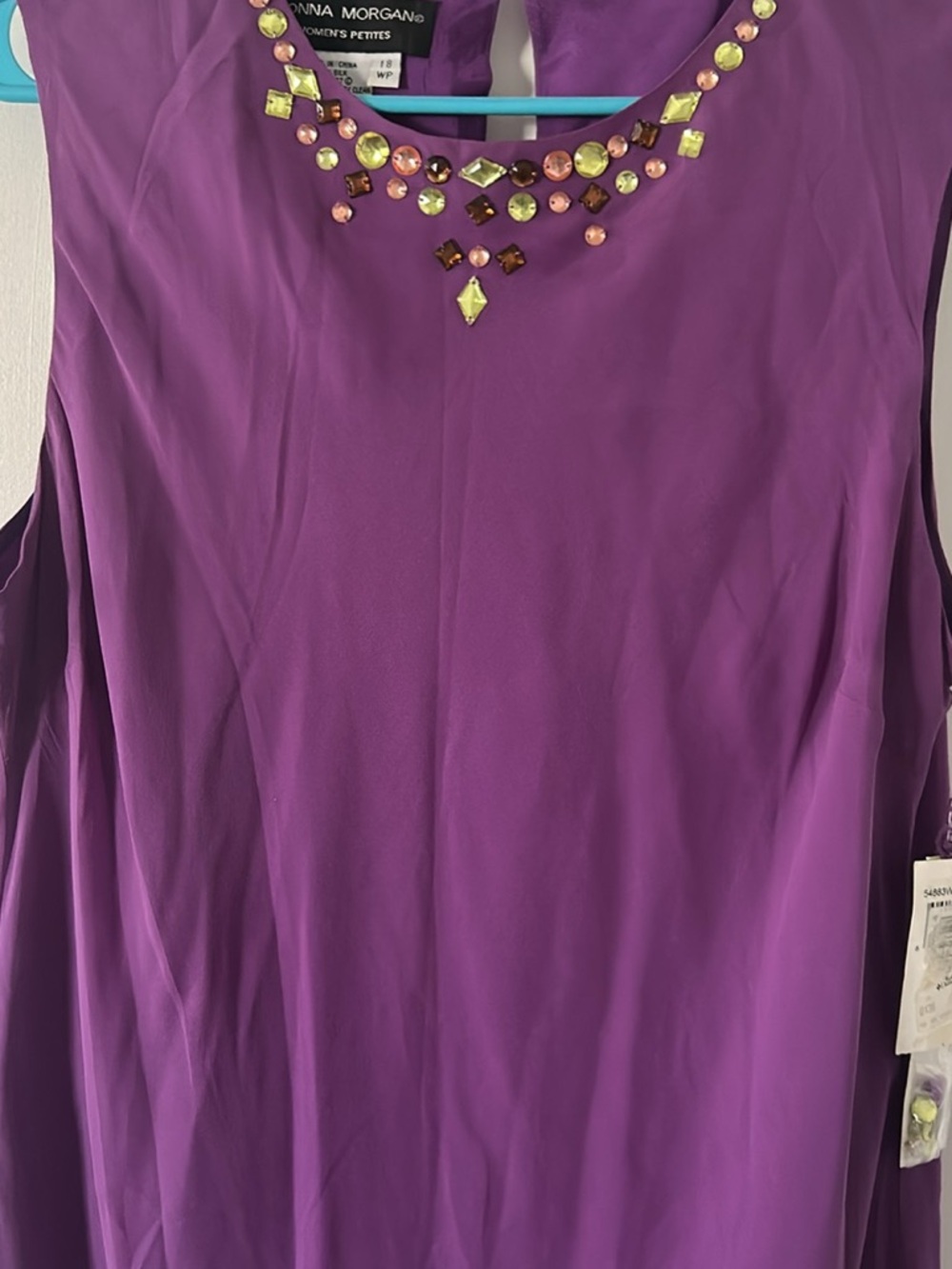 Donna Morgan Deep Purple Dress with Beaded Accent